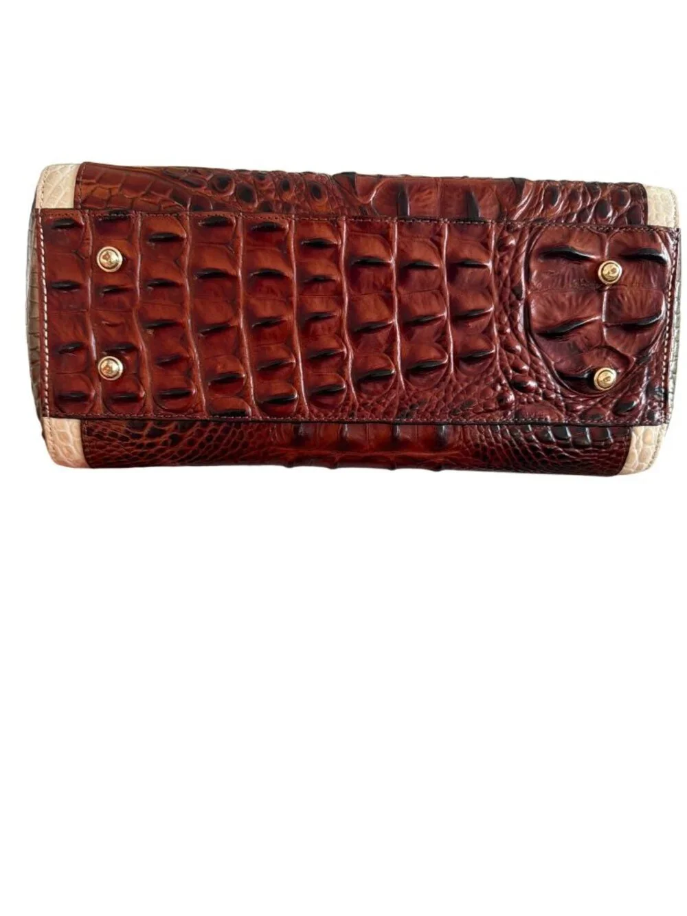 Brahmin Womens Arno Pecan Azuma Multi-toned Handbag Medium Croc-embossed Leather
